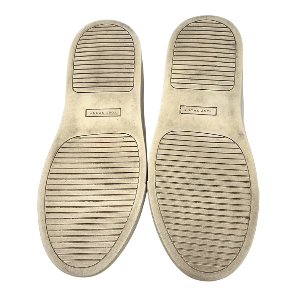 Tory Burch Sport Ruffle White Leather Stripes Sneakers Women’s 6.5 - Picture 10 of 12